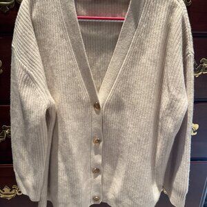 Jenni Kayne Cashmere Cocoon Cardigan Oatmeal/Oversized Knit Sweater Small EUC